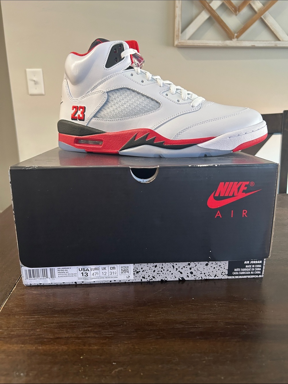 Jordan 5 Men’s Sneakers - White / Red / Black